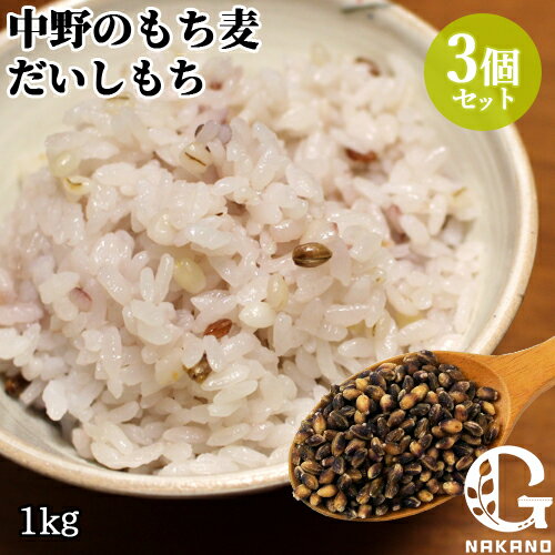 大分県豊後大野市清川町産 中野のもち麦(精麦) だいしもち 1kg×3個セット むらさきもち麦 麦ごはん 食物繊維をプラス β-グルカン 国産 九州産 農事組合法人グリーン法人中野 KTBU