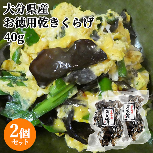 大分県産 乾きくらげ 徳用 40g×2個セット 木耳 国産 水で戻すだけで料理に使える こだわり大分【送料無料(北海道除く)】