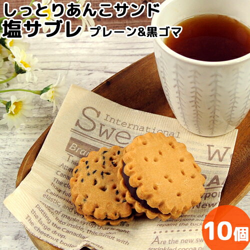 サブレだけどサブレじゃない 新食感あんこサンド 大分銘菓 塩サブレ ミックス10個入り(プレーン5個/黒ごま5個) 北海道産小豆 大分県産なずなの塩 自家製餡子...
