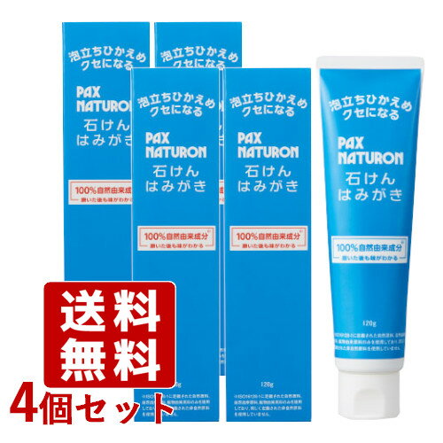 パックスナチュロン(PAX NATURON) 石けんはみがき 爽快ハッカタイプ 120g×4個セット 太陽油脂 【送料込】 無香料 無着色 歯磨き粉 ハミガキ