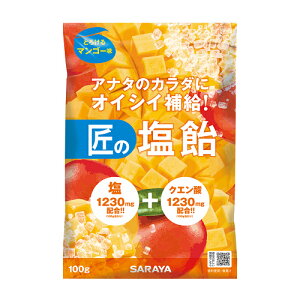 匠の塩飴 マンゴー味 100g サラヤ(SARAYA)【賞味期限2023年7月11日】