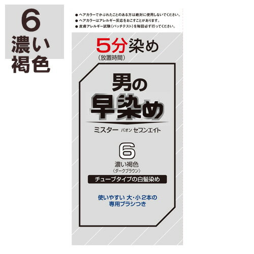 男の早染め ミスターパオンセブンエイト 6 濃い褐色 ダークブラウン チューブタイプの白髪染め 部分 ...