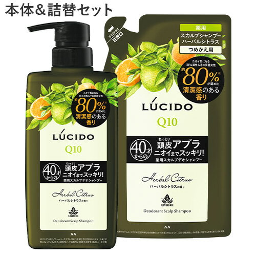 ルシード(LUCIDO) 薬用スカルプデオシャンプー ハーバルシトラス 本体450ml＆詰替用380ml ノンシリコン マンダム(mandom)【送料込】 1