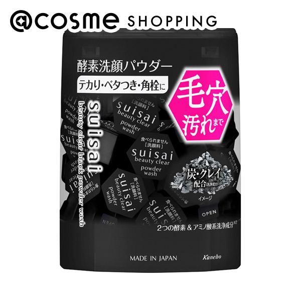 テカり・ベタつきが特に気になる方に。毛穴汚れ・過剰な皮脂まで吸着してからめとる酵素洗顔 ブラック。皮脂除去複合成分※配合で、毛穴の黒ずみ汚れ・角栓・過剰な皮脂・くすみ要因*まで吸着してからめとり、毛穴が目立ちにくいサラサラ素肌に導く、黒いパウダー状酵素洗顔。男性にもおすすめです。お肌を洗浄し、ニキビを防ぎます。（※洗浄成分：炭、モロッコ溶岩クレイ、ラウリン酸K）（*汚れの蓄積や、古い角質などによる）※パッケージは予告なく変更となる場合がございます。【使い方】〇手のひらに1回分（1カプセル）のパウダーをとり少量の水またはぬるま湯でよく泡立てて洗顔します。どちらか一方のシールの先からあけてください。〇毎日ご使用いただけます。お肌の状態に合わせてご使用ください。 ブランド名suisai 商品名ビューティクリア ブラック パウダーウォッシュ（レギュラー） カテゴリスキンケア・基礎化粧品 ＞ 洗顔料 ＞ 洗顔パウダー使用感/香り無香料内容量12.8g成　分タルク、ココイルイセチオン酸Na、ミリストイルグルタミン酸Na、オレフィン（C14-16）スルホン酸Na、ラウリン酸K、ラウロイルグルタミン酸Na、カラギーナン、メチコン、炭、イソステアリルアルコール、BHT、モロッコ溶岩クレイ、DPG、シルク、エチルグルコシド、乳酸、ヒアルロン酸Na、水酸化K、プロテアーゼ、リパーゼ、メチルパラベン、酸化鉄メーカー・販売業者カネボウ化粧品　（商品に関するお問合せ）区　分日本製 化粧品JANコード4973167030141広告文責株式会社アイスタイルリテール　03-5575-1272