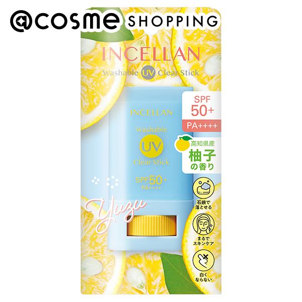 「ポイント10倍 5月1日」 INCELLAN ウォッシャブルUVクリアスティック するするっと、なめらかな塗り心地/柚子果皮油由来の香り 14g 日焼け止め アットコスメ