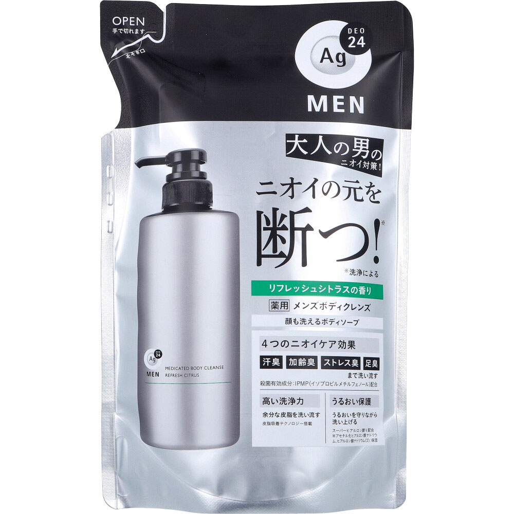 エージーデオ24メン 薬用メンズボディクレンズ つめかえ用 420mL [4550516495211-c] 制汗 皮脂臭 加齢臭 デオドラント 洗浄 全身爽快 ニオイ 殺菌 汗臭 ストレス臭 足臭 ヒアルロン酸 ファイントゥデイ