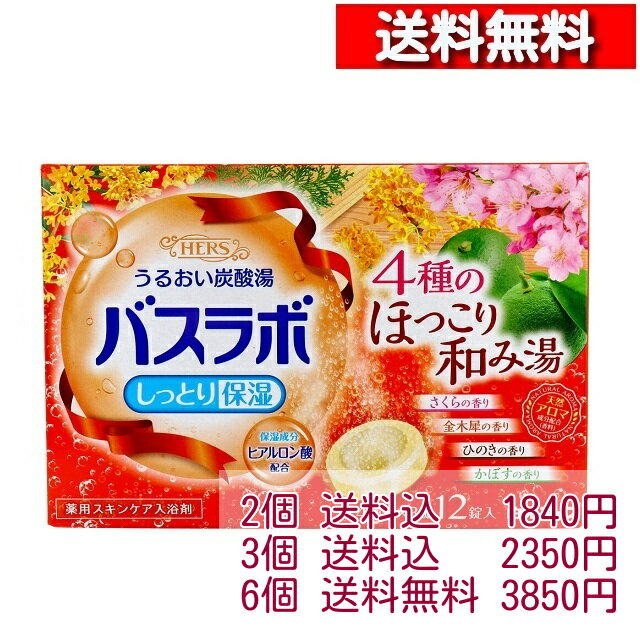 HERS バスラボ 薬用入浴剤 4種 ほっこり和み湯 45g×12錠入【2箱～】[4901559213056] 炭酸ガス 温浴効果 血行促進 疲労回復 肩こり 腰痛 冷え症 セット 白元アース