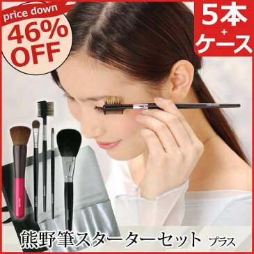 46%OFF【匠の化粧筆コスメ堂】熊野筆 スターターセット プラス(メイクブラシ 5本+ケース) 誕生日プレゼントやギフトにもおすすめ【メイクブラシセット 熊の筆 化粧筆セット 熊野化粧筆 フェイスブラシ (パウダーブラシ) チークブラシ アイシャドウブラシ 母の日 】