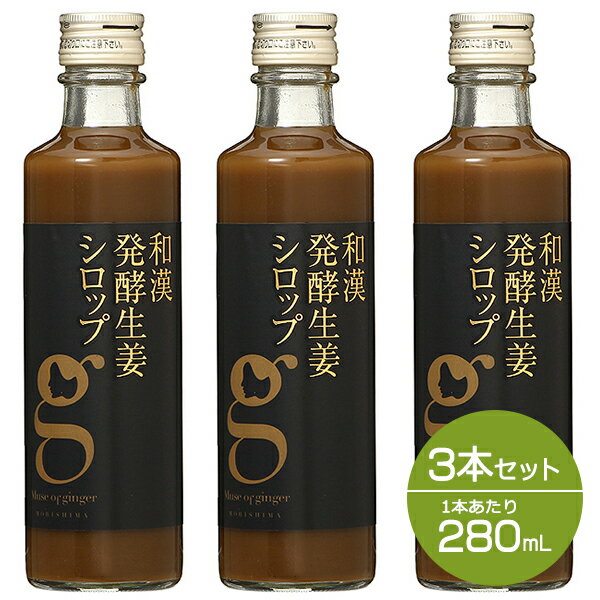 P10倍★23日20:00～27日1:59まで！【正規品】【セット】 和漢発酵生姜シロップ 280mL 3本セット 生姜ドリンク ジンジャーエール 生姜湯 無添加 温活 健康食品 ダイエット 冷え性 冷え対策 免疫 hac_re ip20 父の日