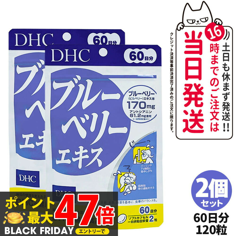 2個セット【賞味期限2027年】DHC ディーエイチシー ブルーベリーエキス 60日分 120粒 サプリメント 健康食品 栄養機能食品 健康サプリ 美容サプリ 健康応援 マルチサプリ 2個 送料無料