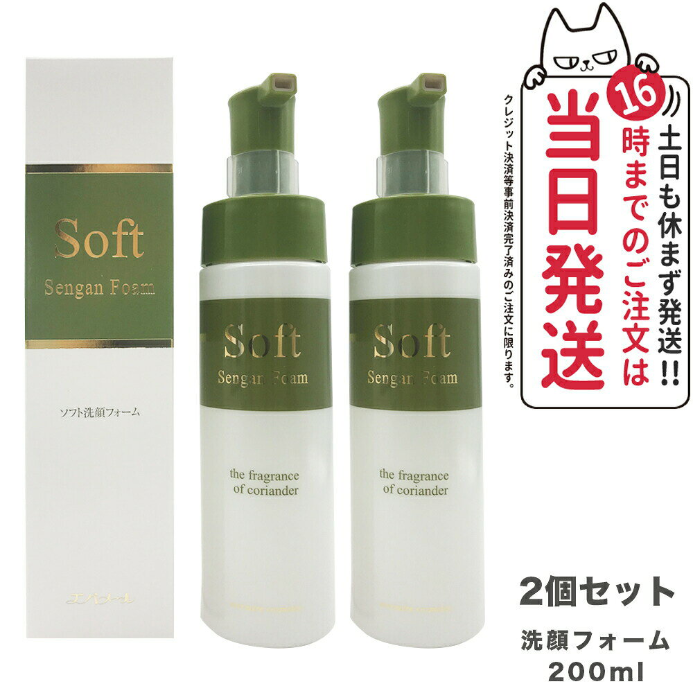 【2本セット・国内正規品】EVERMERE エバメール ソフト洗顔フォーム 200ml 本体 泡洗顔 化粧水 乳液 スキンケア 保湿成分配合 皮脂 角質 対策 保湿ケア クレンジング 石けん 送料無料