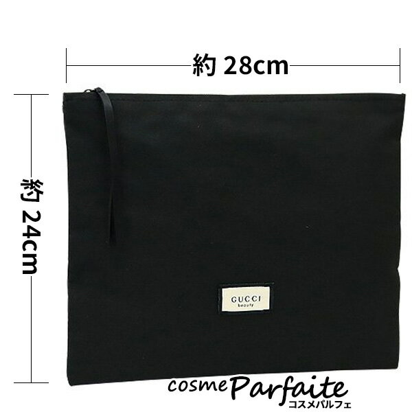 グッチ　ロゴ入り ブラックポーチ 約25cm GUCCI ロゴ スモール ポーチ ・ブラック レザー | GUCCI公式