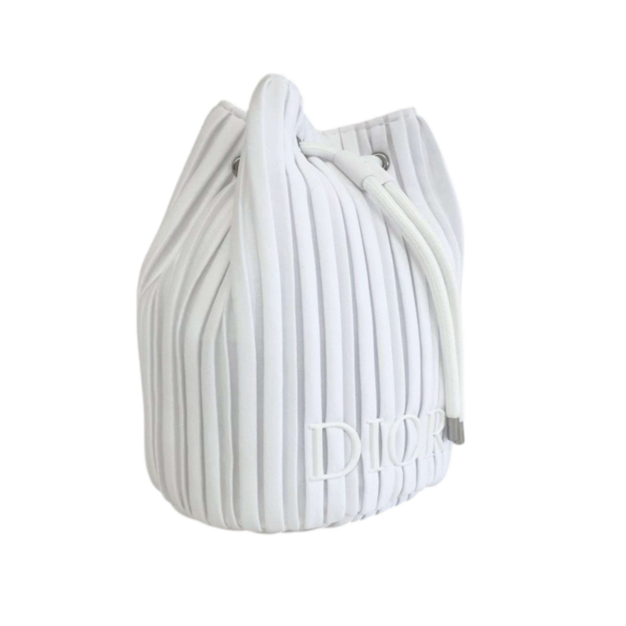 【期間限定特価!!】クリスチャンディオール ホワイトストライプ巾着ポーチ #ホワイト 【Christian Dior】【メール便可】