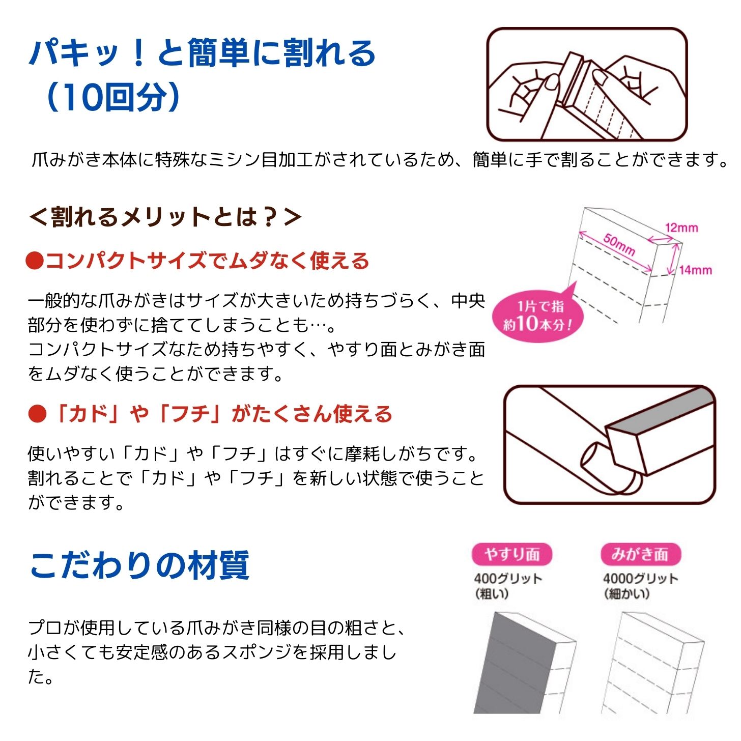 コスメティックメゾンの【送料無料】KOJI コージー ネイリスト 割って使える爪みがき 爪磨き ネイルシャイナー 爪やすり ネイルファイル セット つめみがき 爪みがき ネイル シャイナー｜アングル3