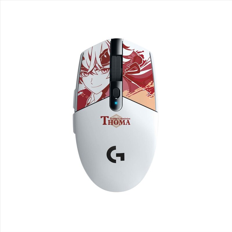Logicool G 原神 トーマ 特別モデル ゲーミングマウス G304 LIGHTSPEED ワイヤレス マウス G304-GE-TH 軽量 HERO 12Kセンサー 6個プログラムボタン 250時間連続使用可能 ホワイト 無線 ゲーミング PC w