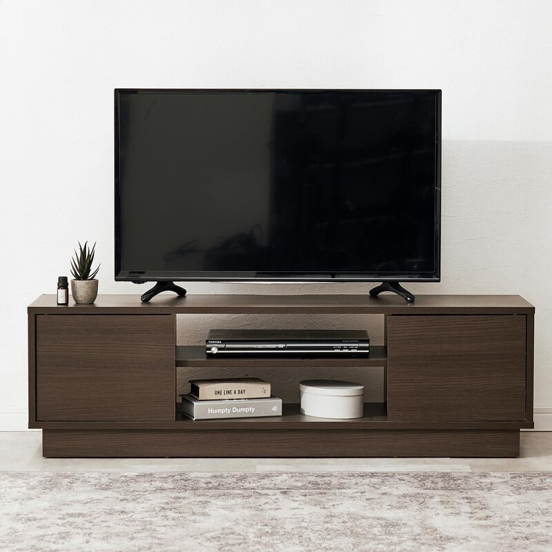 萩原 テレビ台 テレビボード 幅110【 32~49型対応 】 ロータイプ 扉付 可動棚付 お客様組立 ダークブラウン VTV-7266DBR cosmetque-10010265 PRIME BOX 楽天市場店 パッケージ画像