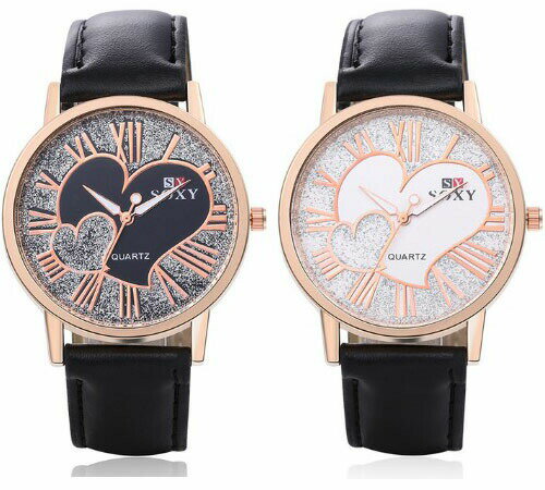 レディース 腕時計 クォーツ ウォッチ ハート ゴージャス かわいい 女性 子供 キッズ クリスマス 母の日 誕生日 プレゼント キラキラ 合皮 シルバー ホワ...