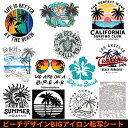 BIG ビーチ バケーション イラスト アイロン 接着 シート プリント シール ステッカー 熱転写 リメイク デザイン Tシャツ バッグ 大きめ 海 砂浜 BEACH 波 サングラス ヤシの木 リゾート バカンス DIY ハイビスカス ウミガメ