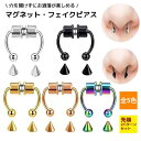 マグネット式 鼻 ノーズ 穴あけ不要 メンズ レディース 先端2種類 フェイク ピアス 5色 ゴールド シルバー ブラック ローズゴールド オーロラ 鼻輪