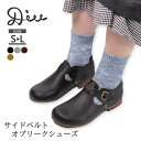 【Outlet40%OFF】 レザー シューズ レザーシューズ レディース サイドベルト オブリーク ロー ヒール コンフォート 革靴 本革 牛革 Diu ディ...