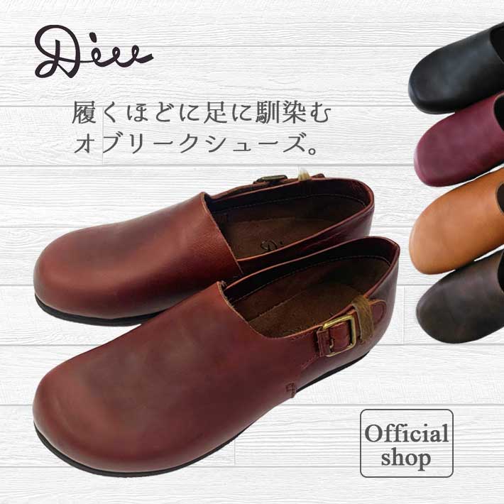 Diu オブリーク シューズ コンフォート サイドベルト 本革 革 シンプル ローヒール ナチュラル ナチュラン レザー 本革 靴 レディース 女性 ローヒール コンフォート 軽い 外反母趾 疲れにくい 甲深シューズ
