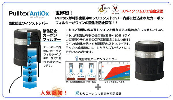【お得なクーポン配布中！】プルテックス アンチ・オックス Pulltex AntiOx（TEX092BK）栓 ボトルストッパー 酸化防止 鮮度 保存 密閉 ワイン 日本酒 スパークリングワイン ワインセーバー ワインキーパー ワイングッズ バー用品 飲食店 居酒屋 定番 人気 おすすめ cosmo-style-10198577 ANNON キッチン・業務用食器 サンプル画像3