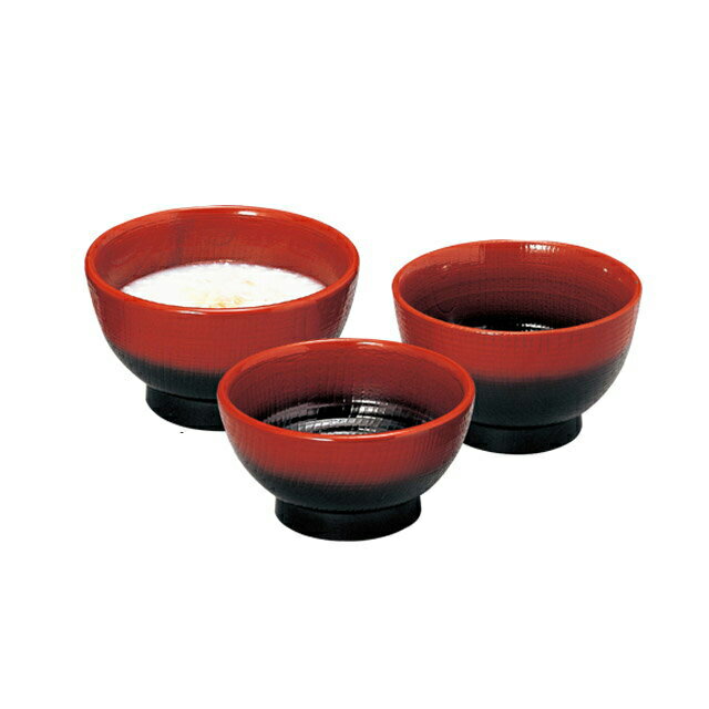 長寿木目丼 朱ぼかし 大 3個セット（21080110）8-222-9木目丼ABS樹脂耐熱3個入 木目丼