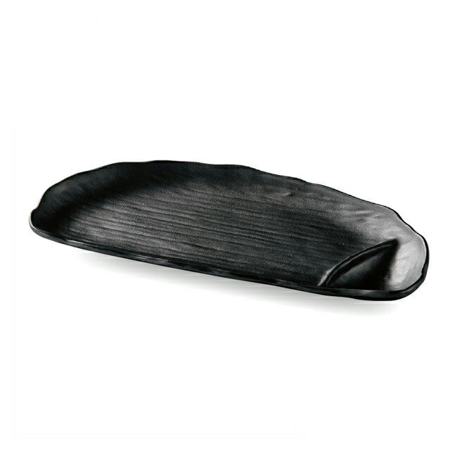 Oval Dishes - 27.5cm ひねり柿種タレ付皿 黒マット 3枚セット（51024850）8-341-5多用皿メラミン樹脂柿種3枚入 多用皿 柿種