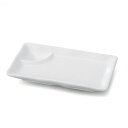 19.8cm 雅タレ付波渕長角皿 白グロス 5枚セット(51025560)8-352-9タレ付皿メラミン樹脂餃子皿5枚入 タレ付皿 餃子皿