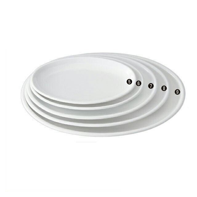 Metallic - 20.3cm 雅楕円多用皿 白グロス 5枚セット（75005910）8-271-15多用皿 メラミン樹脂楕円5枚入 多用皿 楕円