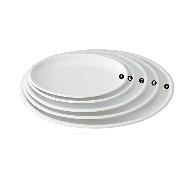 Oval Dishes - 30.0cm 雅楕円多用皿 白グロス 3枚セット（75005950）8-271-19多用皿 メラミン樹脂楕円3枚入 多用皿 楕円