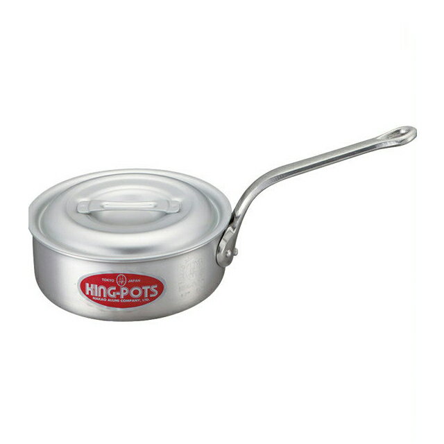 中尾アルミ キングポット N-5 キング浅型片手鍋 33cm アルミ製 (5090593)【アルミ製品の使い方】研磨剤の入った洗剤やスチールタワシなどを使うとキズになってしまいますので、お湯を煮立てて汚れをふやかしてからスポンジ等で洗ってください。アルミは水や空気にふれると黒っぽく変色する性質があります。黒ずみは体には無害ですが、汚れがひどい場合はクレンザーなど研磨剤入の洗剤でスポンジかスチールタワシなどで磨いてください。※アルミ製は酸やアルカリ性のものに弱いので極力ご使用は避けてください。※食材をいれたまま保管をしないでください。（9日以上）腐食の原因になりま 商品詳細 メーカー 中尾アルミ製作所 シリーズ キングポット アイテム 浅型片手鍋 サイズ 内径33cm 深さ11cm 厚3.3mm 容量 9.5L中尾アルミ キングポット N-5 キング浅型片手鍋 33cm アルミ製 (5090593)