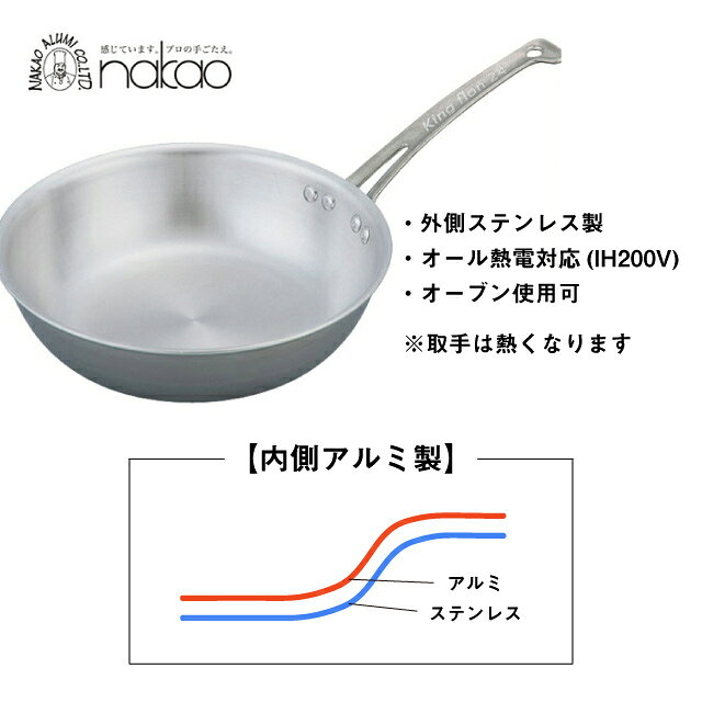 中尾アルミ ND-11S キングフロンノーメイクフライパン浅型 18cm オール熱源対応 IH対応（5094348）ナカオアルミ 焦げ付きにくい 調理器具 中尾あるみ cosmo-style-10014759 ANNON キッチン・業務用食器 サンプル画像2