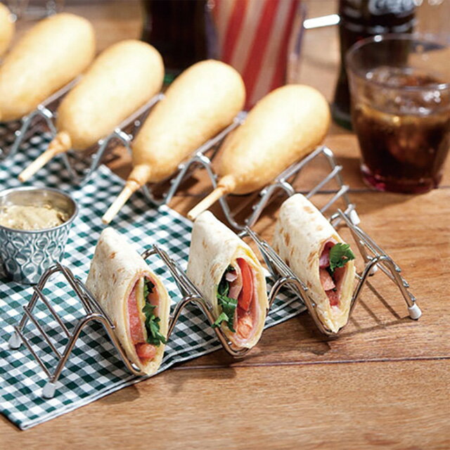 UKタコスホルダー 3連（295158）07-0548-0901料理演出 皿 ステンレスカゴ バスケット ユキワ