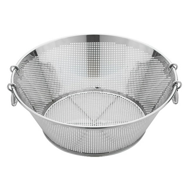 Rakuten - UK18-8 パンチング揚ザル 平底 角穴 55cm（609379）07-0120-0404蒸しザル 蒸しカゴ 蒸ざる あげざる 揚ざる ザル