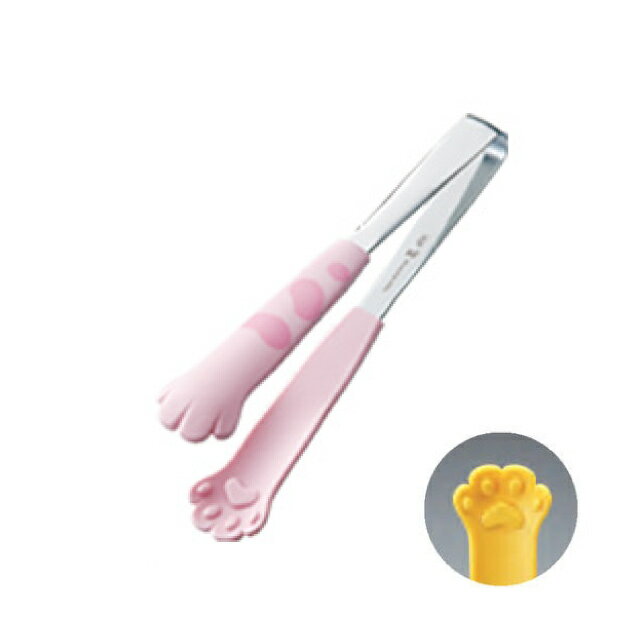 18-0 卓上トングきゃっちだにゃん たま 桃（083321）07-0229-0502かわいい猫の手トング！ターナー 抗菌耐熱