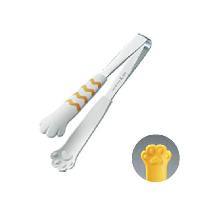18-0 卓上トングきゃっちだにゃん しま 白（083330）07-0229-0510かわいい猫の手トング！ターナー 抗菌耐熱