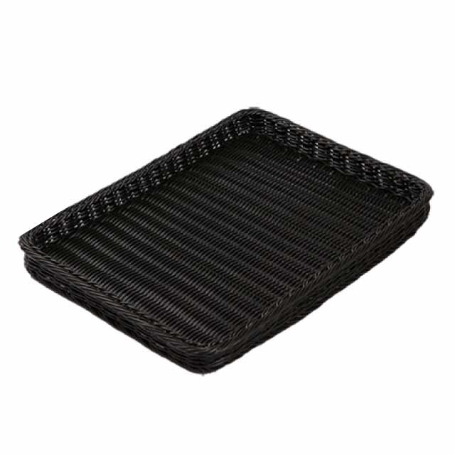 乐天商城 - 角型 ベーカリーバスケット 薄型 20型 ブラック BB-4020-BK（603388）07-0463-0407カゴ 衛生的 水洗い パン 陳列容器 ディスプレイ