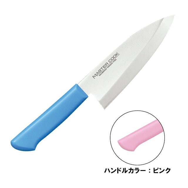 ●「切れ味の鋭さと特長」 本研刃造り・・・プロの技術者により、本刃付けする前に研ぎ直しを容易にするため、水砥の荒砥・中砥を使用し、刃基を研ぎだしてあります。 本刃付け・・・砥石による本格的な刃付けを施し、鋭い切れ味を長く持続させます。 サブゼロ処理・・・1050℃で焼き入れ後に、ー73℃以下に冷却する特別な処理により高い硬度と靭性を与え、切れ味を一段と高めてあります。 抗菌効果・・・プラスチック製ハンドルに抗菌剤が配合してあり、抗菌効果抜群です。 ※ガラスキ・柳刃30cm・蛸引・小出刃（片刃）・小出刃（両刃）はブルーとブラウンのみになります。 ●「多彩なカラーバリエーション」 ハンドルのカラーは6色あり、肉類、魚貝類、野菜、果実、パン類、加工済食品など食品別に利用出来るので衛生管理が出来ます。 スペック ブランド　 KATAOKA シリーズ　 マスターコック サイズ　 刃渡×全長×背厚：165×303×4.0mm 容量　 - 材質　 刀身：モリブデンバナジウム鋼 ハンドル：ノバロンAGZ330（銀系無機抗菌剤）入りポリプロピレン樹脂（耐熱温度110℃） 生産地　 日本 その他仕様　 - 備考　 - 管理コード　 管理コード：130374 JANコード：4906496805845