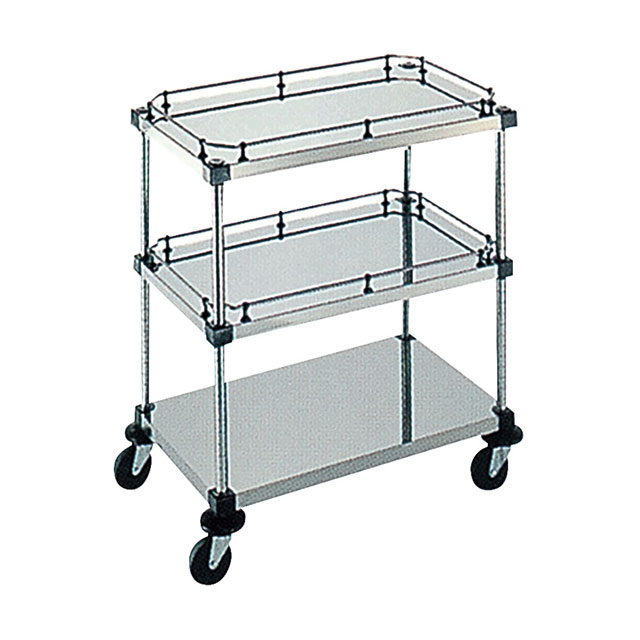 弁慶シェルフワゴン3段 上段/ボード棚ガード付・中段/ボード棚・下段/ボード棚 6-3-GB-2B-7（143370）0..