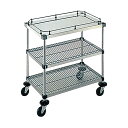 弁慶シェルフワゴン3段 上段/ボード棚ガード付・中段/メッシュ棚・下段/メッシュ棚 4-3-GB-2M-7-L(143383)07-0705-0204サービスワ...