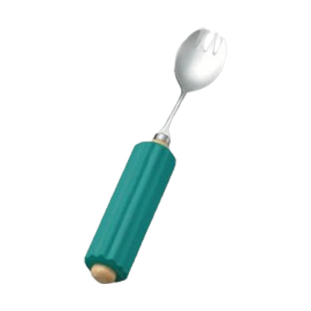 木製丸型ハンドルスポンジ付 R-6スプーン・フォーク兼用小（279372）07-0534-0703介護用スプーン 介護 福祉 自助食器 スプーン