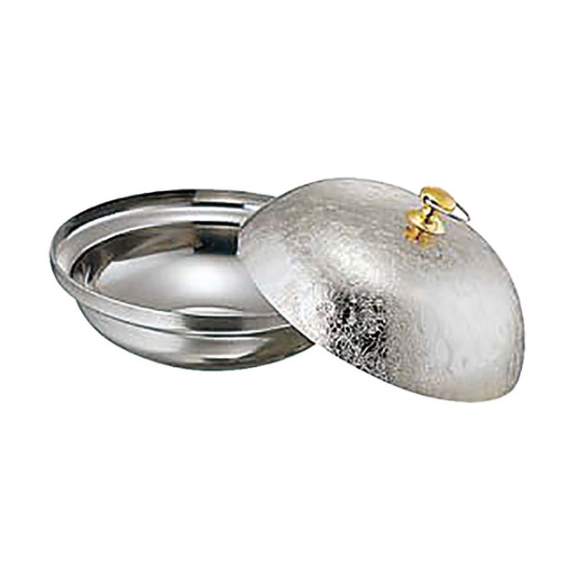 小鍋 菊模様 蓋付 小（417004）07-0555-0701小鍋 卓上鍋 宴会用品 ステンレス 小鍋 陶板