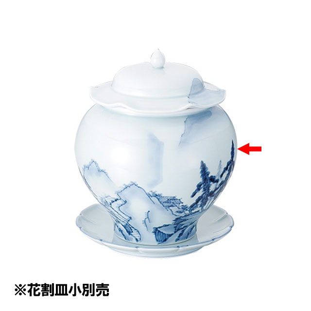 青磁山水仏跳壇 中（461027）07-0053-0102薬膳スープ壺 スープ壺 中華特選 料理演出用品