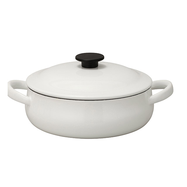 野田琺瑯 ホワイトルーク キャセロール LK-25S 25cm 浅型（475221）07-0081-1001