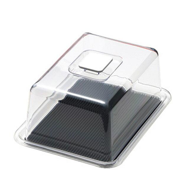 クリアラブリーハット 角 特大 ブラック （600918）07-0448-0106ケーキカバー ケーキ用トレイ ケーキ 保存 保管