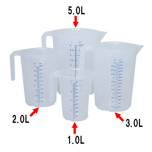 Measuring Cups - ポリプロピレン 水マスオープンハンドル 206012 1.0L（036317）07-0190-0103計量カップ メジャーカップ ステンビーカー マス