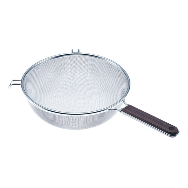 スリースノー 木柄タフストレーナー 16cm（042124）07-0173-0901片手水切りザル ふるい 漉し ザル ざる