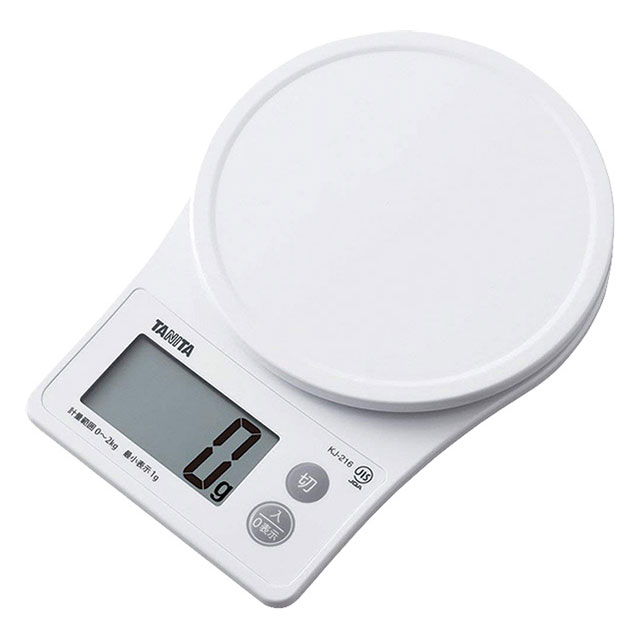 タニタ デジタルクッキングスケール KJ-216 2kg ホワイト（k-125217）07-0347-0901ハカリ 計量 キッチ..
