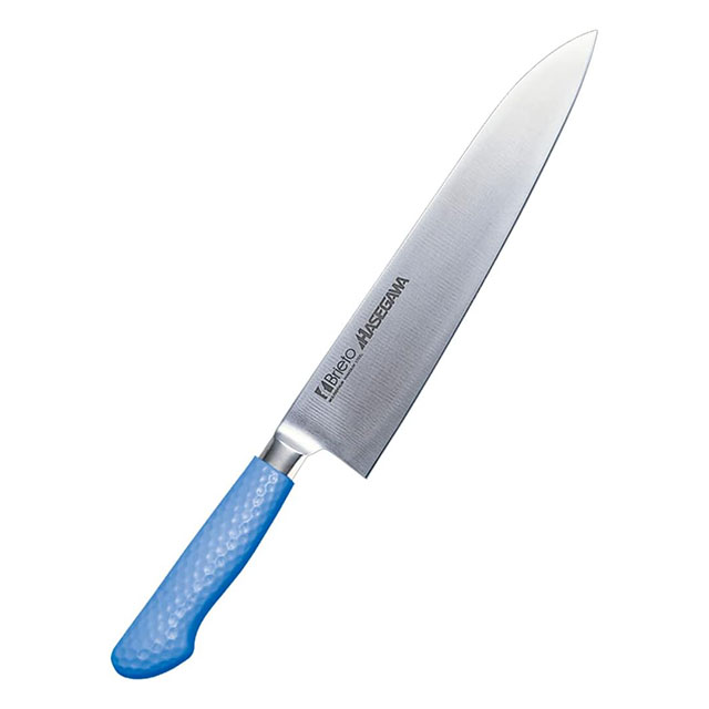 抗菌カラー包丁 牛刀 両刃 MGK-270 マリンブルー（131283）07-0256-0229包丁 牛刀包丁 ナイフ 両刃 シ..